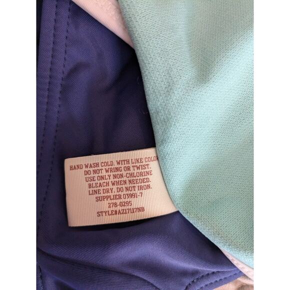 Arizona Woman's Size Sm/Md 2 Piece Swimsuit Bikini Blue Pink Teal White - Picture 4 of 4